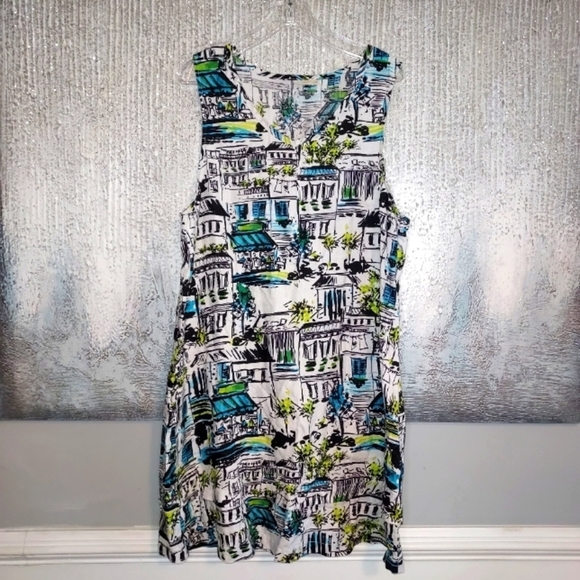 LANTANA Casual 100% Linen Print Dress - Picture 1 of 7